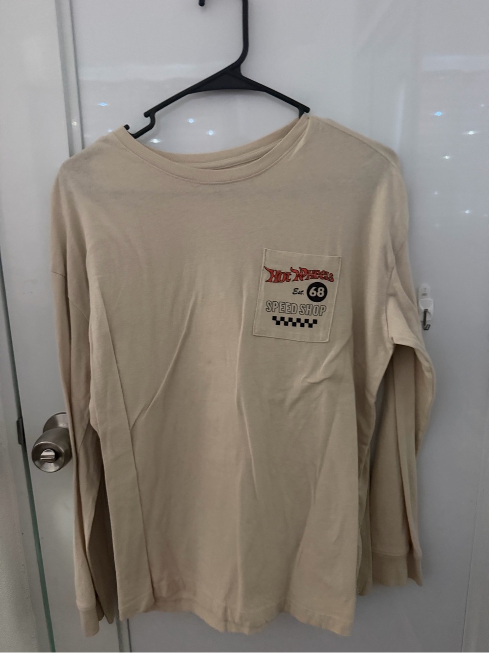 Riders by Lee Beige Long-Sleeve Pocket Tee with Speed Shop Graphic